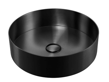 Roostevaba valamu 400 mm, ümar, must, töötasapinnale