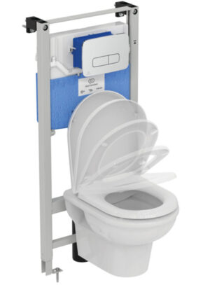 WC komplekt EXACTO : seinaraam PROSYS, loputusnupp, pott ja kinnitused, Ideal Standard