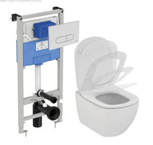 WC komplekt TESI : seinaraam PROSYS, loputusnupp, pott ja kinnitused, Ideal Standard