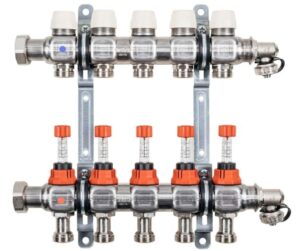 Põrandakütte kollektor rotameetritega 1" – 10 × 3/4", Kermi