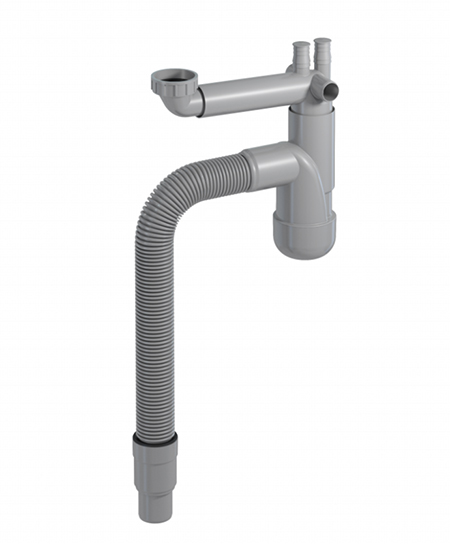 Pudelsifoon köögivalamule FLEXLOC 1 1/2" × Ø50 pesumasina ühendusega