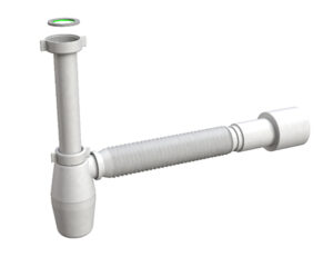 Pudelsifoon köögivalamule 1 1/2" × Ø40/50 gofreeritud toruga