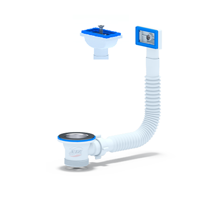 Äravoolupesa 1 1/2" × Ø70 gofreeritud ülevoolutoruga (N105PLEU)