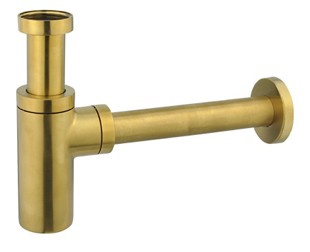 Pudelsifoon 1 1/4" × Ø32, messing, harjatud kuld