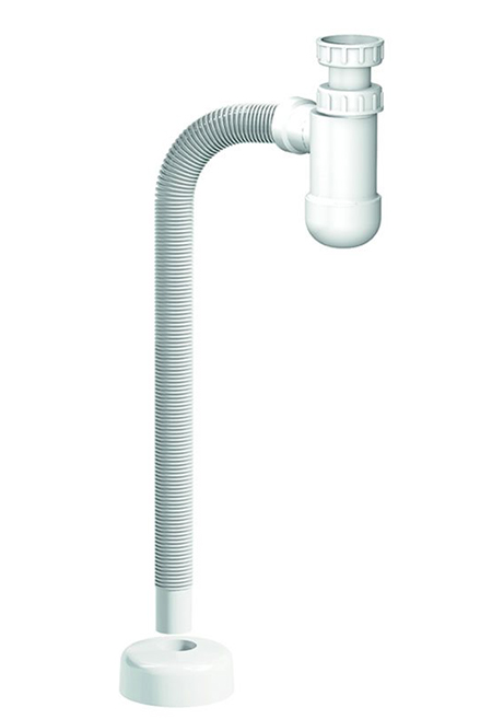 Pudelsifoon PRELOC 220 1 1/4" Ø32 mm, gofreeritud toruga ja rosetiga