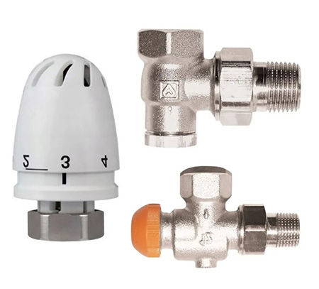 Radiaatori ventiilide komplekt 1/2", horisontaalnurk (V762801), HERZ